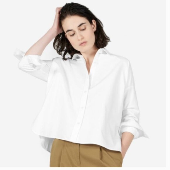 Everlane Japanese Square Oxford Button Down Shirt Size 6 Grey/White Striped - Picture 8 of 8